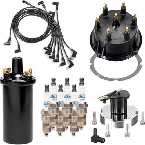 Mercruiser Thunderbolt 4.3 L V6 DISTRIBUTOR CAP ROTOR SPARK PLUG WIRES KIT SET WITH MR43LTS PLUGS AND IGNITION COIL