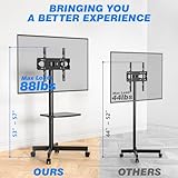 Rfiver Mobile TV Cart for 23-60 Inch LCD LED Flat Panel Curved Screen TVs up to 88 lbs, Height Adjustable Shelf Rolling Floor Stand with Wheels as a Movable Portable Stand, Max VESA 400x400mm