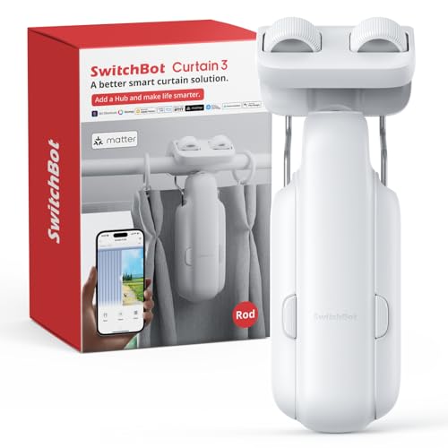 2025 Automatic Curtain Opener 3 Rod - Bluetooth Remote Control Smart Curtain, WiFi & App Control, Upgraded High-Performance Motor, Add SwitchBot Hub to Compatible with Alexa, Google Home, HomeKit