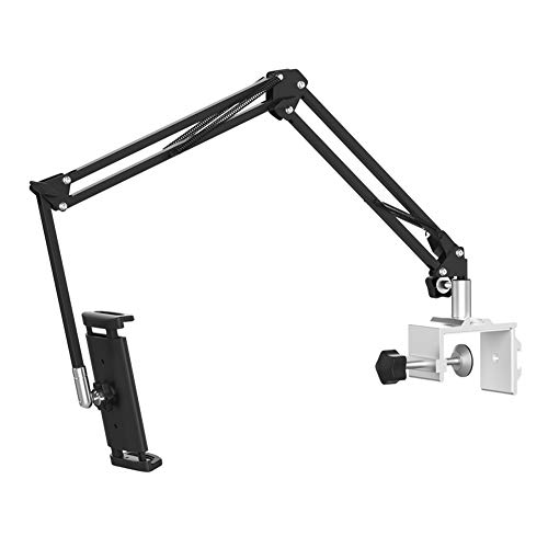 OHITEC Heavy Duty Phone/Tablet Metal Holder Universal Mobile Cell Smartphone Mount Lazy Bracket 360° Rotation Gooseneck Clamp Stand Flexible Long Arm (Black, 3-Section)