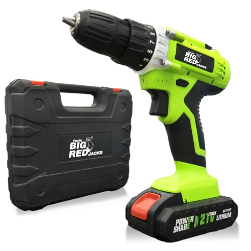 BIG RED LL-02 Torin 21V Cordless Power Drill Set: 3/8"Keyless Chuck, 2 Variable Speed, 25+1 Position, Electric Drill for Drilling and Screwing