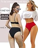 FINETOO High Waisted Underwear for Women Seamless Panties Bikini High Cut No Show Sexy Cheeky Panties 6 Pack