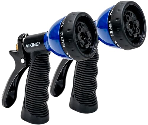 VIKING Hose Nozzle, Garden Hose Nozzle with 8 Spray Patterns, Adjustable and Heavy Duty for Washing Car, Watering Plants, Washing Pets, and Home Use, 2 Pack