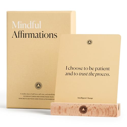 Intelligent Change Mindful Affirmations, 52 Positive Affirmation Cards for Women with Display Stand, Daily Affirmations for Inspiration, Mindfulness & Self Care, Unique Gifts for Women and Men