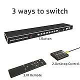 VGA KVM Switch 8 Ports - KVM Switch with Remote,USB Switcher 8 Computers Share 1 Monitor 4 USB 2.0 Hubs,Keyboard Mouse Printer,8 KVM VGA Cables 1 Desktop Controller 1 IR Remote