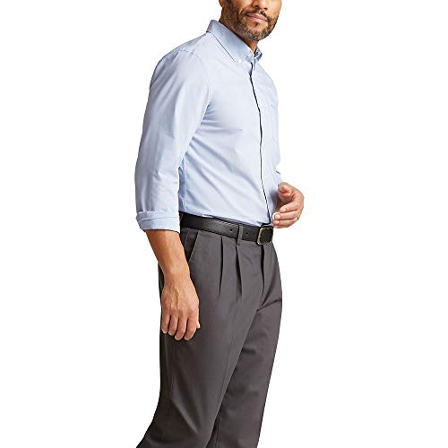 Dockers Men's Classic Fit Long Sleeve Signature Comfort Flex Shirt (Standard and Big & Tall), Delft Blue-End on End, Large