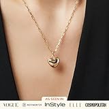 Ana Luisa Puffed Heart Necklace - Lev | 14K Gold Plated Heart Chain + Charm | Hypoallergenic, Water-Resistant & Tarnish-Free Necklace | Gold Chain Pendant Necklace | Adjustable Chain Length