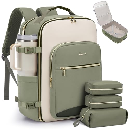 LOVEVOOK 40L Travel Backpack for Women & Men, Large Carry on Backpack for Airplanes with 3 Packing Cubes, TSA Personal Item Travel Bag fits 17" Laptop, Waterproof Weekender Essentials Airline Approved