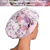 Satin Bonnet Hair Bonnet for Sleeping- 4 Pack Large Silk Bonnets for Black Women with Elastic Soft Band for Hair Care