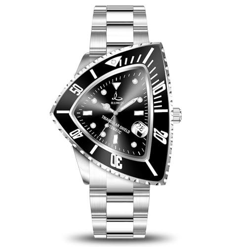 ILLIMITE Automatic Watches for Men Triangle Dial Watch Mechanical Self-Winding Japanese Miyota 8215 Movement Luminous Waterproof Stainless Steel Wrist Watches