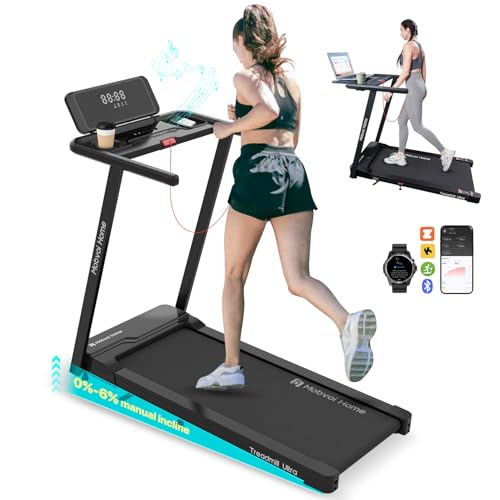 Mobvoi Home Treadmill SE/Plus 3 in 1 Folding Treadmill Walking Pad 2.5 HP Compact Running Walking Machine for Home Office 265 LBS 7.6 MPH (Mobvoi Treadmill with Desk 6% Incline)