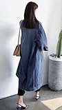 Jofemuho Womens Classic Jean Jacket Plus Size Loose Long Sleeve Button Down Denim Trench Coat Blue 2XL