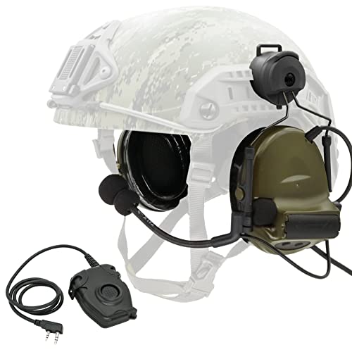 TSVISIONCORE COMTA 2 Tactical Headset with U94 PTT 2pin，for airsoft，hunting，outdoor，Noise Canceling Headphones (Green)
