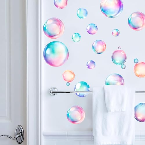 Soap Bubbles Decals,66-Set Colorful Bubble Stickers Undersea World,Bathroom Decals for Walls,Ceramic Tiles and Furniture