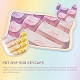 Akko PBT Keycaps Set, Colorful Cats Keycap Mao Profile 142-Key Keycaps for Mechanical Keyboards