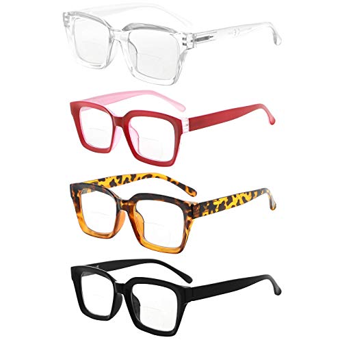 Eyekepper 4-packing Bifocal Reading Glasses Women Bifocal Readers Clear Lens Oversize +1.50