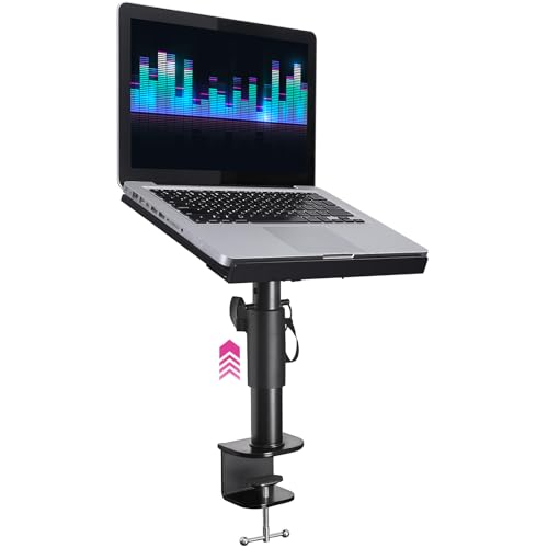 Liquid Stands Laptop Desk Mount for Piano, Keyboard & DJ Workstations - 9x12.5 Adjustable Laptop Arm Mount for Desk Holds Up to 65 LBS– Ergonomic & Adjustable Design