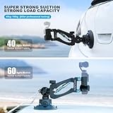 Suction Cup Mount for Osmo Pocket 3, Z Axis Car Damping Spring Arm with Safety Harness, Compatible with DJI Osmo Pocket/Insta360/Gopro Action Camera, Car Windshield Window Vehicle Camera Holder