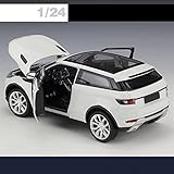 CARICS 1:24 Scale Diecast Metal Toy Car - Range Rover Land Rover Evoque w/ Sunroof White - Luxury SUV - Kid, Children