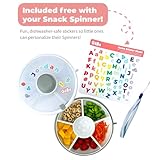 GoBe Kids Small Snack Spinner Flip Bundle with Hand Strap and Sticker Sheet - Reusable Snack Container with 5 Compartment Dispenser and Lid | BPA/PVC Free | Dishwasher Safe | No Spill- Mint Green