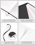 Dynta Hardcover A5 Lined Journal Notebook, 7Packs Medium Notebooks Bulk for Writing/Work/Note Taking, 200 Pages, Classic College Ruled, Inner Pocket, 8.4 x 5.8 inch(Black)