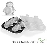 ACOOKEE Penguins Ice Cube Tray Fun Shapes, Odd Novelty Cute Penguin Gifts, 2.2" Large Silicone Whiskey Ice Mold for Cocktails,Bourbon,Brandy, w/Funne