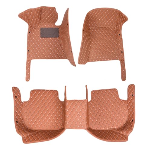 Custom Leather Car Floor Mat Compatible with Smart Fortwo 450 2004 2005 2006 2007 Auto Interior Car Mat Accessories Carpets Rugs(Brown)