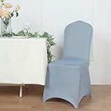 Efavormart 100 PCS Dusty Blue Stretchy Spandex Fitted Banquet Chair Cover Dinning Event Slipcover for Wedding Party Banquet Catering