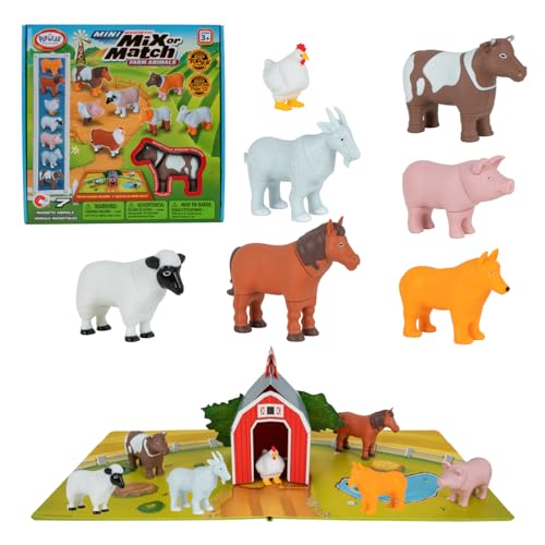 Magnetic Mix or Match Farm Animals Toy Play Set, 16 Pieces
