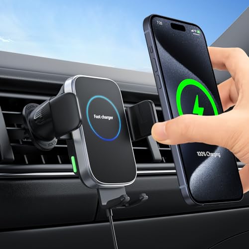 Wireless Car Charger, 15W Auto-Clamping Charger Mount, Air Vent Car Charging Holder for iPhone 15 14 13 12 11 Pro Max Plus Mini X Xr Xs, Samsung S23 S22 S21 S20 Note 20, Google, LG, etc