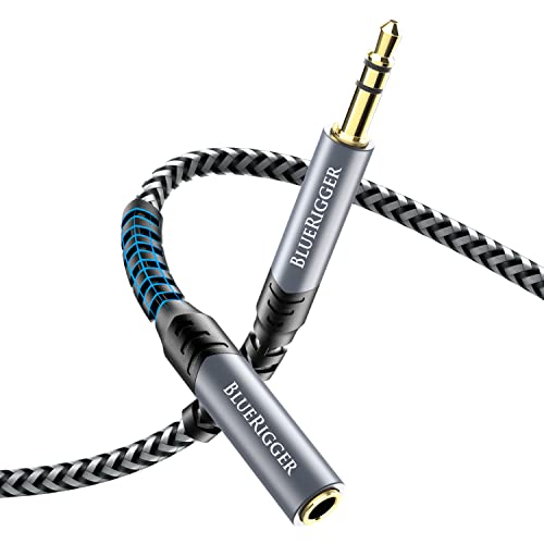 BlueRigger Headphone Extension Cable (35FT, 24K Gold Plated Jack, Hi-Fi Sound, 3.5mm Male to Female Stereo Audio Cable) – Aux Cord for iPod, Laptops, Smartphones, Speakers, Tablets, Home Car Stereo