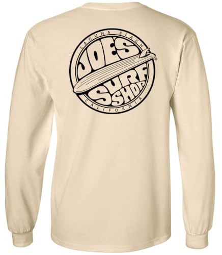 Joe's Surf Shop Men's Fins Up Logo Long Sleeve Cotton Tee-XL-Natural/b