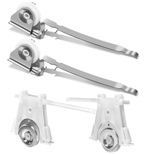 Gliding Screen Door Roller Assembly Fits for Andersen Upper #1997063 & Lower #1997310 (1991 to Present), 1-1/4" Nylon Concaved Wheels, Edge Adjustable (2 Pairs)