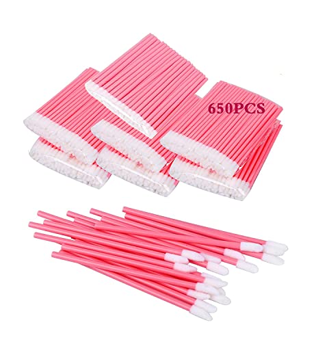 Mooerca 650PCS Disposable Lip Gloss Applicators Make Up Brush Lipstick Wands Makeup Applicators Brushes Applicator Tool Makeup Beauty Tool Kits Disposable Lip Brushes Tool Kits Pink