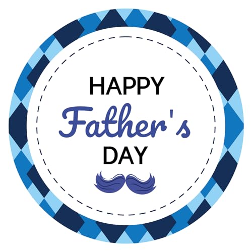Anwyll Fathers Day Gift Stickers - Happy Father's Day Stickers 60Pcs 2Inch Fathers Day Seal Label Sticker Round Self-Adhesive Beard Best Dad Thank You Gift Sticker for Birthday Present Envelope Card