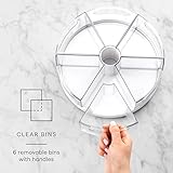 YouCopia Crazy Susan Lazy Susan Organizer, 6 BPA-Free Removable Clear Bins with Handles, Rotating Storage Turntable for Kitchen Cabinet, Pantry and Bathroom Organization,White