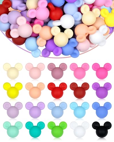 60 PCS FIVEIZERO Focal Beads - Mouse Head Silicone Beads for DIY Keychains, Bracelets, Necklaces, Pens, Lanyard Making - Ideal for Crafts and Jewelry Making Projects