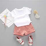 YOUNGER TREE Toddler Baby Girls Clothes Watermelon T-shirt + Linen Shorts with Belt Cute Summer Short Set (Pink, 6-12 M)