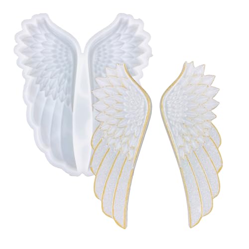 1Pair Angel Wings Molds Left & Right Wings Epoxy Resin Casting Silicone Mold, 1Pair Super Large 6.3" x 2.4"