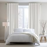 COTTON CRAFT White Curtain Window Panel Drapes - Set of 2 - Thick Cotton Duck Fabric Reverse Tab Top Window Treatment - Bonus Tie Backs - Clean Crisp Elegant Look - Bedroom Living Room - 50 W x 108 L