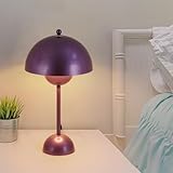 COSYLUX Modern Small Table Lamp for Bedroom, Cute Dome Shade Reflecting Light Reading Lamp for Living Room, Kid's Room, Study, Office, Beside Bedside Nightstand Desk Lamp(Pearl Purple)