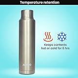 AGARO Regal Stainless Steel Vacuum Flask 750 ML, Double Walled Vacuum Insulated, Copper Insulated, 304 Grade Inner and Outer Stainless Steel Crafted, Leak Proof, Hot and Cold up to 8 hrs, (Silver)