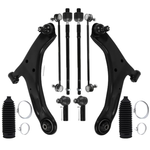 10-PC SET Suspension Kit fit 2006-2013 for Suzuki Grand Vitara Front Lower Control Arm and Ball Joint Outer Inner Tie Rod End Steering Boot Sway Bar Link