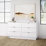 Prepac Simply Modern 6-Drawer Double Dresser for Bedroom, Chest of Drawers, Modern Bedroom Furniture, 52.5” wide x 16” deep x 29.5” tall, White