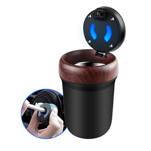 LSMGLS Car Ashtrays for Skoda Kylaq/Octavia/Scala/Superb/Favorit/Felicia/Popular with LED Light with Cigarette Lighter Ashtray Storage Cup Multi-Function Detachable Ashtray,A