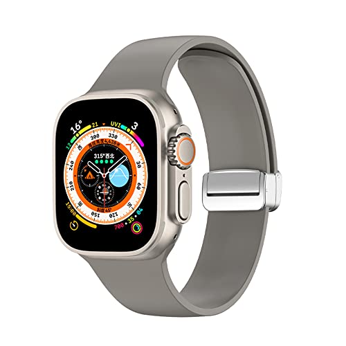 WONJOY Silikon-Armband kompatibel mit Apple Watch 49 mm, 45 mm, 41 mm, 44 mm, 40 mm, 42 mm, 38 mm, Armband für Männer und Frauen (grau, 49 mm/42 mm) 44 mm. 45 mm)