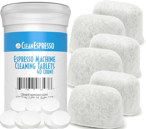 CleanEspresso - Designed For Breville Cleaning Kit - 40 Cleaning Tablets and 6 Water Filters for Breville Espresso Machines - 2g Espresso Machine Tablets