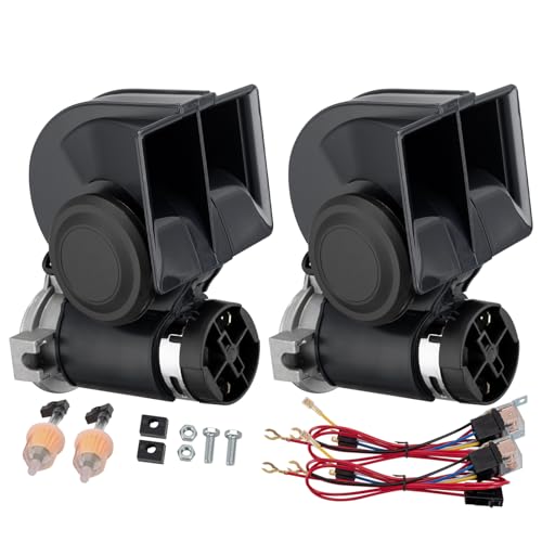 AOLIHAN Pack of 2 Car Horn,Train Horns for Truck,Super High Pitched Train Horn for Car, Waterproof Snail Horns for Motorcycles, Cars, Trucks,Trains and Ships
