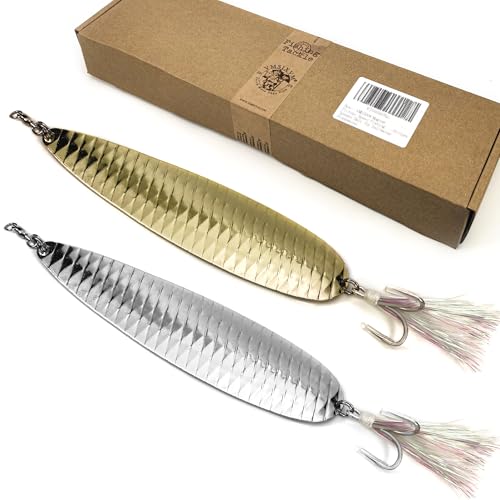 VMSIXVM Magnum Flutter Spoon Jigging Lures, 7.5 Inch Large Hard Metal Trolling Casting Striper Sinking Fishing Spoon Baits for Striped Bass, Salmon, Walleye, Saltwater, Freshwater, Deep Sea Fishing