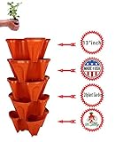 Large 64 Quart Stackable Planter 5-Pack - Grow More in Less Space - Plant Pots and Stack - DIY Vertical Gardening System - for Growing Veggies, Herbs, Garden Greens, Starwberries (Terracotta)